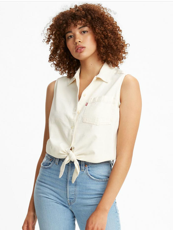 Levi's - Áo thời trang tay ngắn nữ Rumi Shirt Icy Ecru RU21-5504