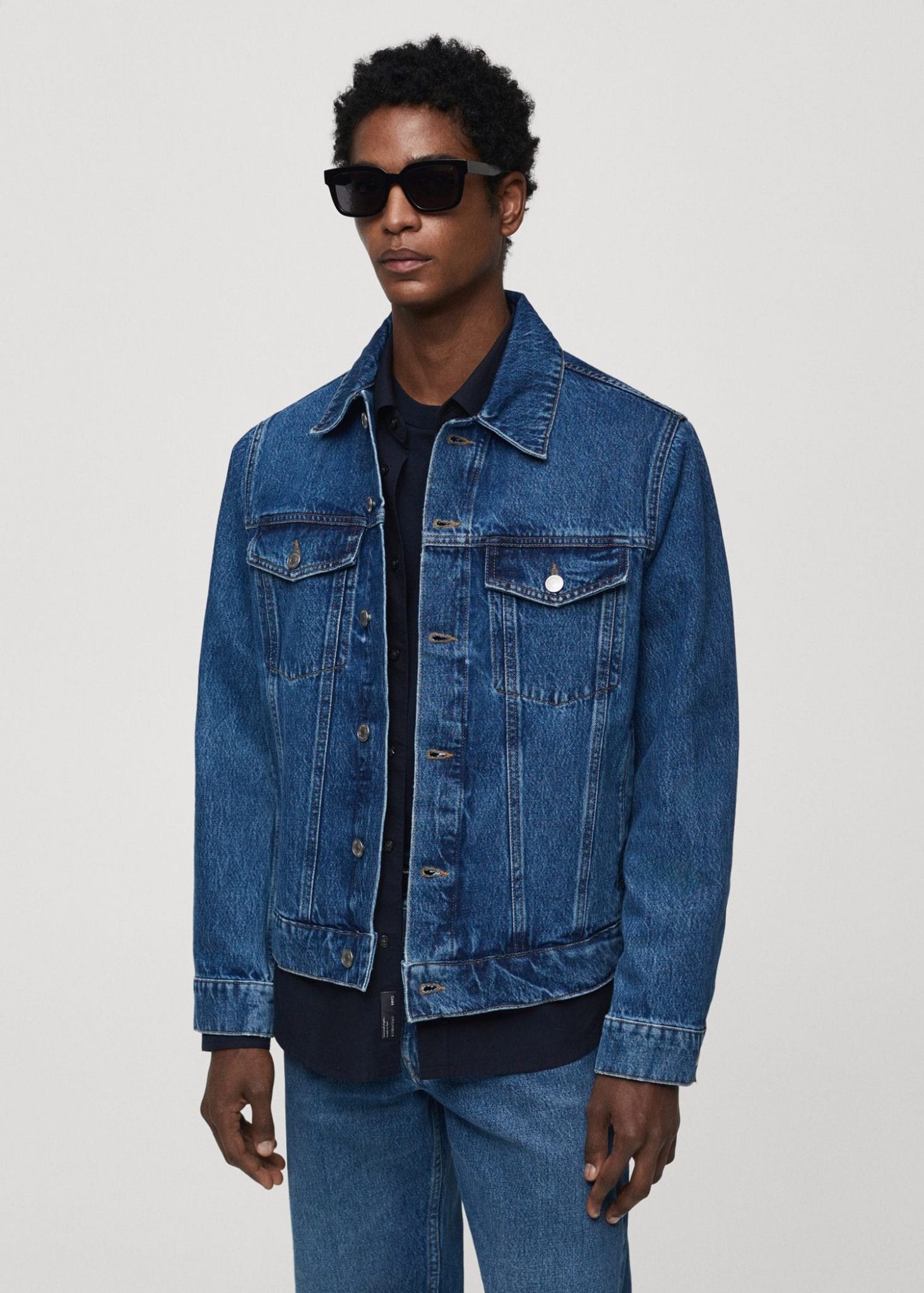 Mango - Áo khoác nam Pocketed denim jacket