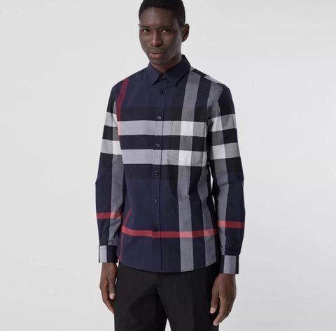 Burberry -  Áo sơ mi nam poplin co giãn họa tiết kẻ Somerton Check Cotton Shirt