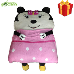 Nệm chuột Minnie bông dày, có mền túi xếp gọn 1,2x1,8m