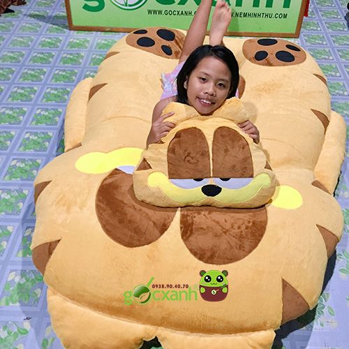 Nệm bông dày mèo Garfield 1.2x1.8m + Gối nằm 40x50cm + Feedback + Video