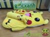 Nệm thú bông Pikachu, mền nhung, vàng K222(1,2x 1,8m)