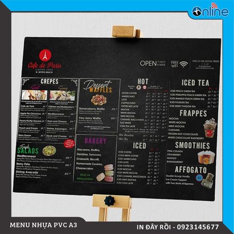 MENU NHỰA PVC A3 (30x42cm)