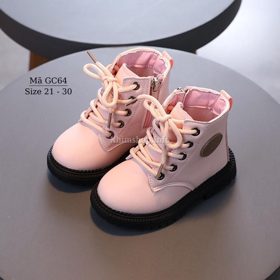 Boots cổ cao màu hồng xinh xắn và dễ thương cho bé gái 1 - 5 tuổi phong cách Hàn Quốc GC64