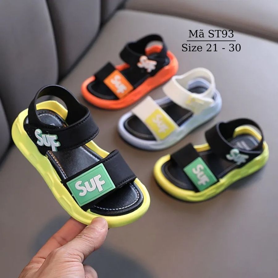 Dép sandal trẻ em cho bé trai 2 - 6 tuổi quai hậu kiểu dán nhựa dẻo êm nhẹ mang mùa hè đi học đi chơi  khỏe khoắn năng động ST93
