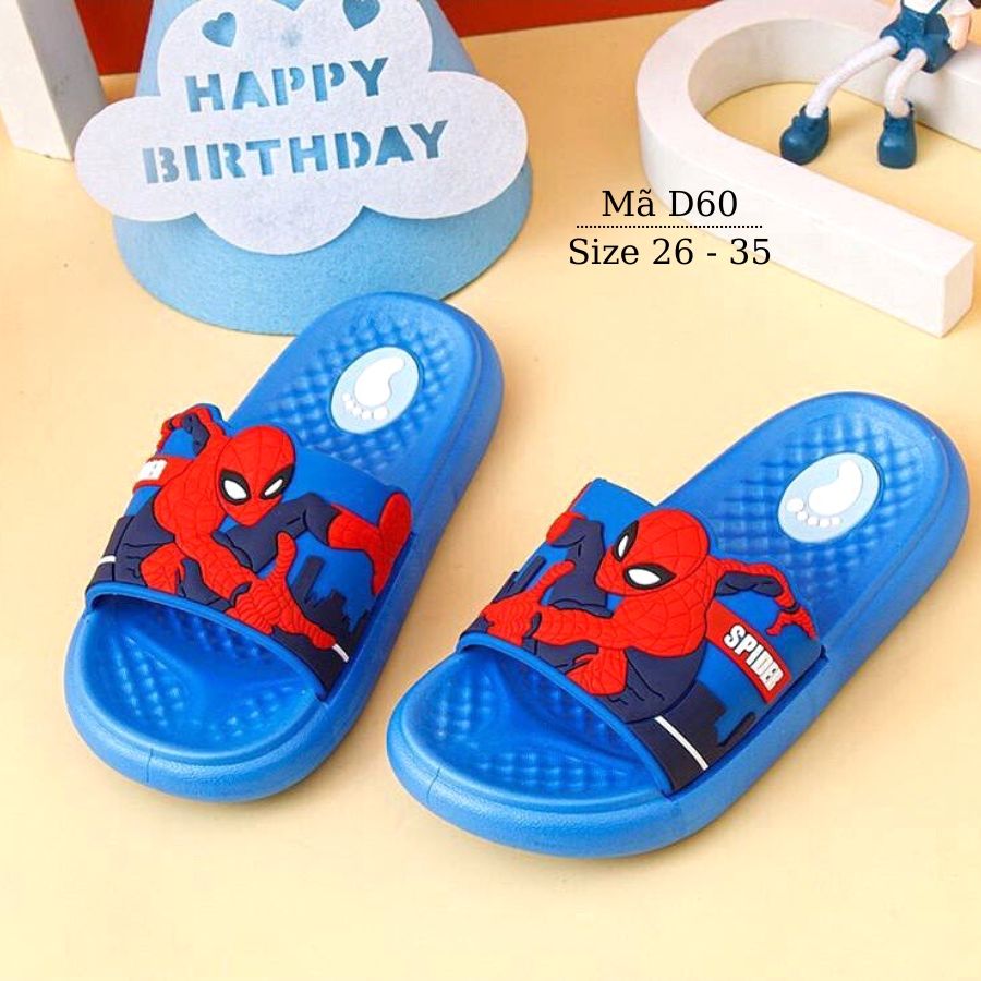 Dép siêu nhân spiderman cho bé trai quai ngang nhựa cao cấp êm nhẹ đi trong nhà đi biển mùa hè cho trẻ em 3 - 8 tuổi D60