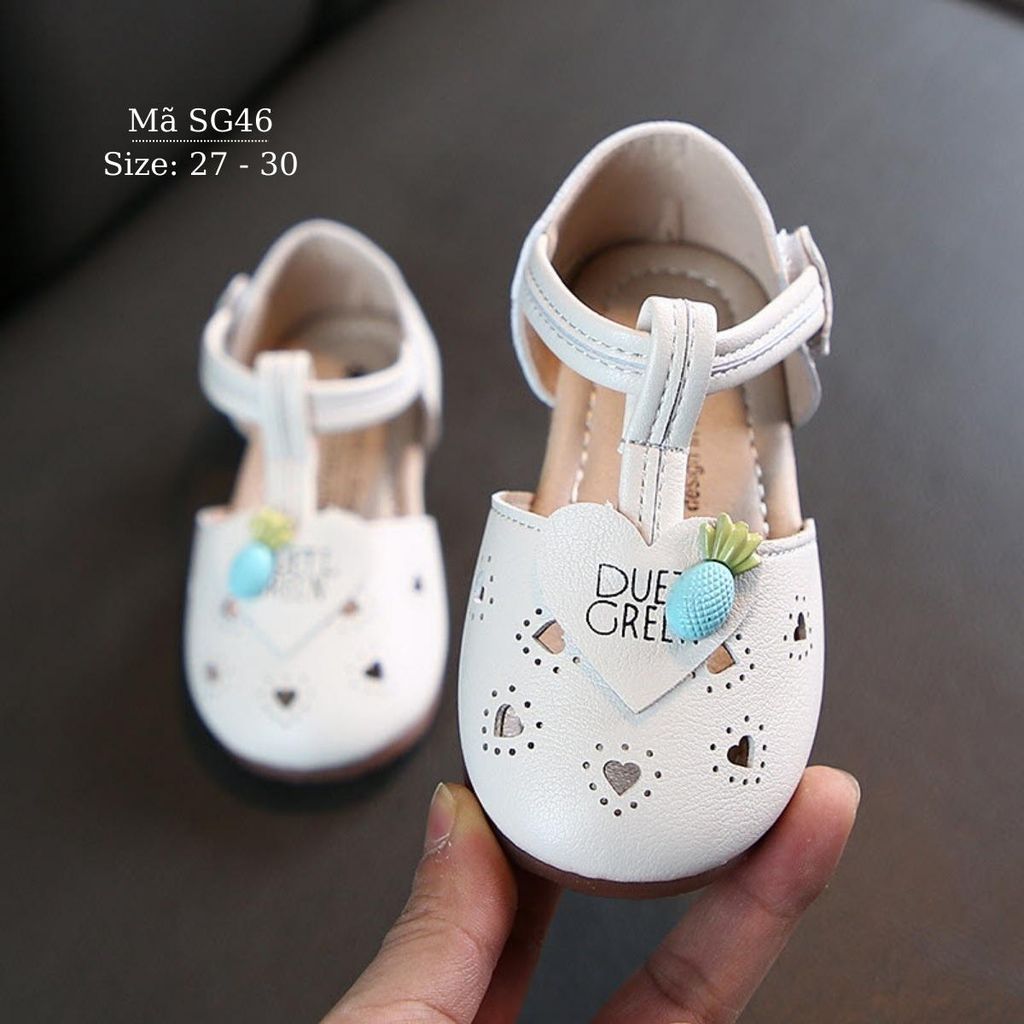 Giày sandal bé gái kiểu búp bê màu trắng tiểu thư xinh xắn cho bé  3 4 5 tuổi phong cách Hàn SG46