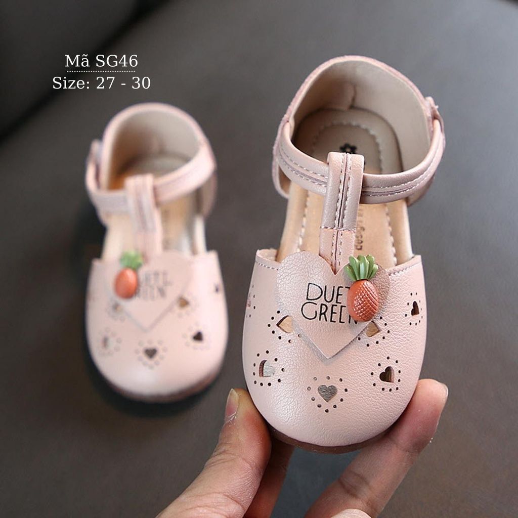 Giày sandal búp bê bé gái cà rốt cực xinh da mềm quai dán cho bé 3 4 5 tuổi SG46