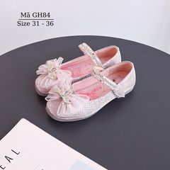 Giày búp bê công chúa Elsa gắn nơ vương miện xinh xắn và dễ thương cho bé gái 6 – 10 tuổi phong cách Hàn Quốc GH84
