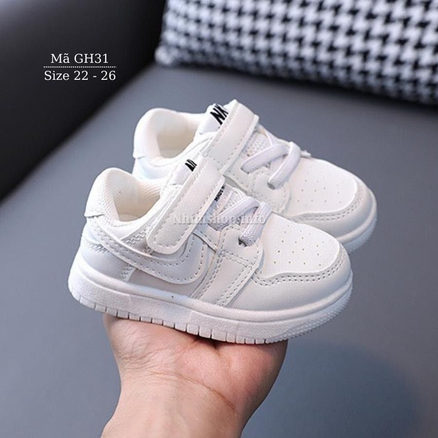Giày trắng thể thao trẻ em cho bé trai bé gái 1 - 3 tuổi  thời trang năng động và cá tính GH31