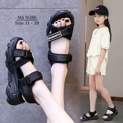 Sandal bé gái quai chéo độn đế 3.5 phân êm nhẹ thời trang đi học đi biển mùa hè trẻ em học sinh nữ tiểu trung học 6 - 15 tuổi SG86