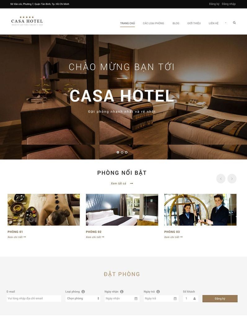 Mẫu website casa hotel