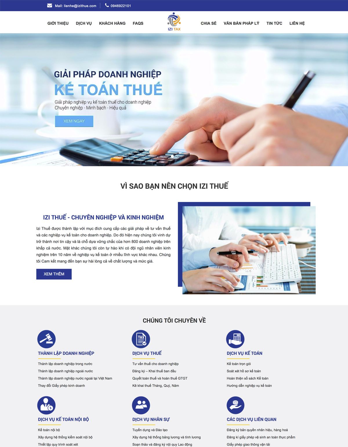 Mẫu website izi thuế doanh nghiệp