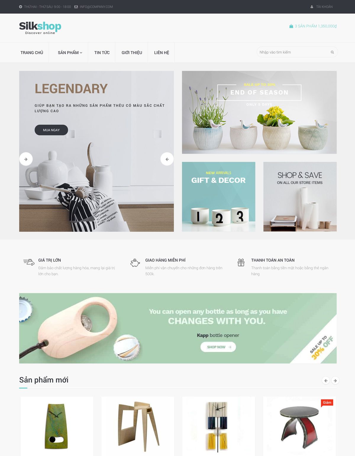 Mẫu website nội thất cao cấp silkshop