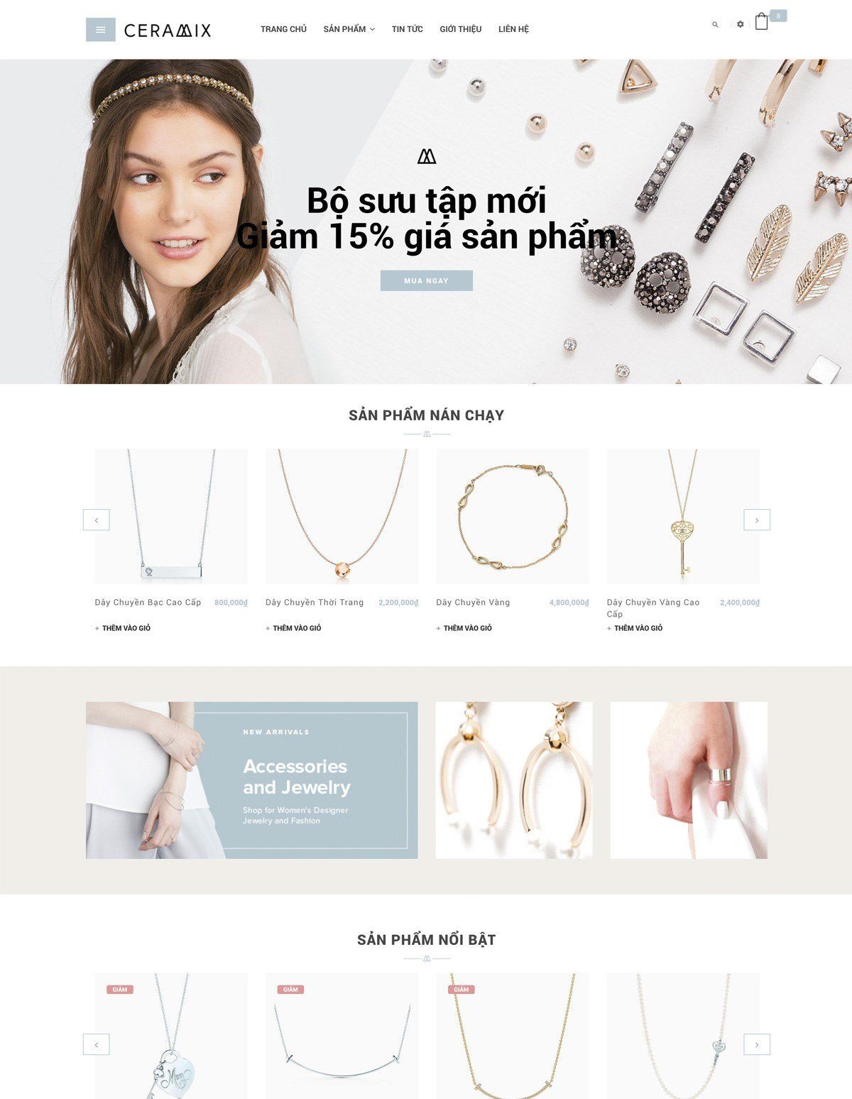 Mẫu website trang sức cao cấp ceramix