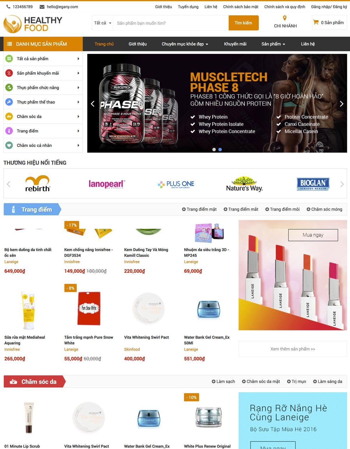 Mẫu website ega healthy food
