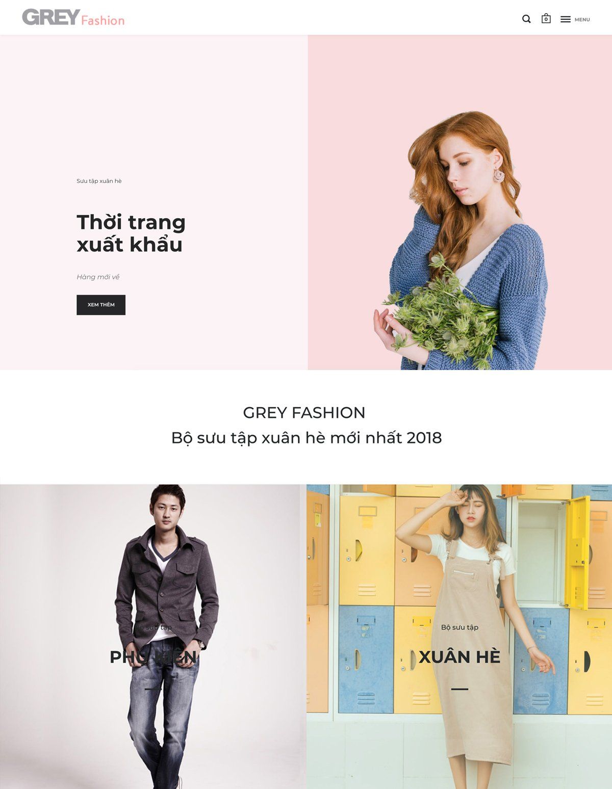 Mẫu website grey fashion grey fashion
