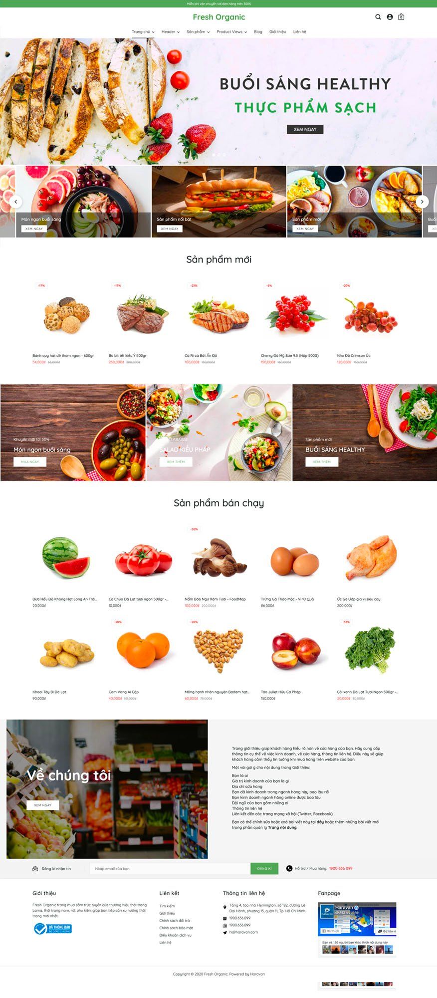 Mẫu website fresh organic food