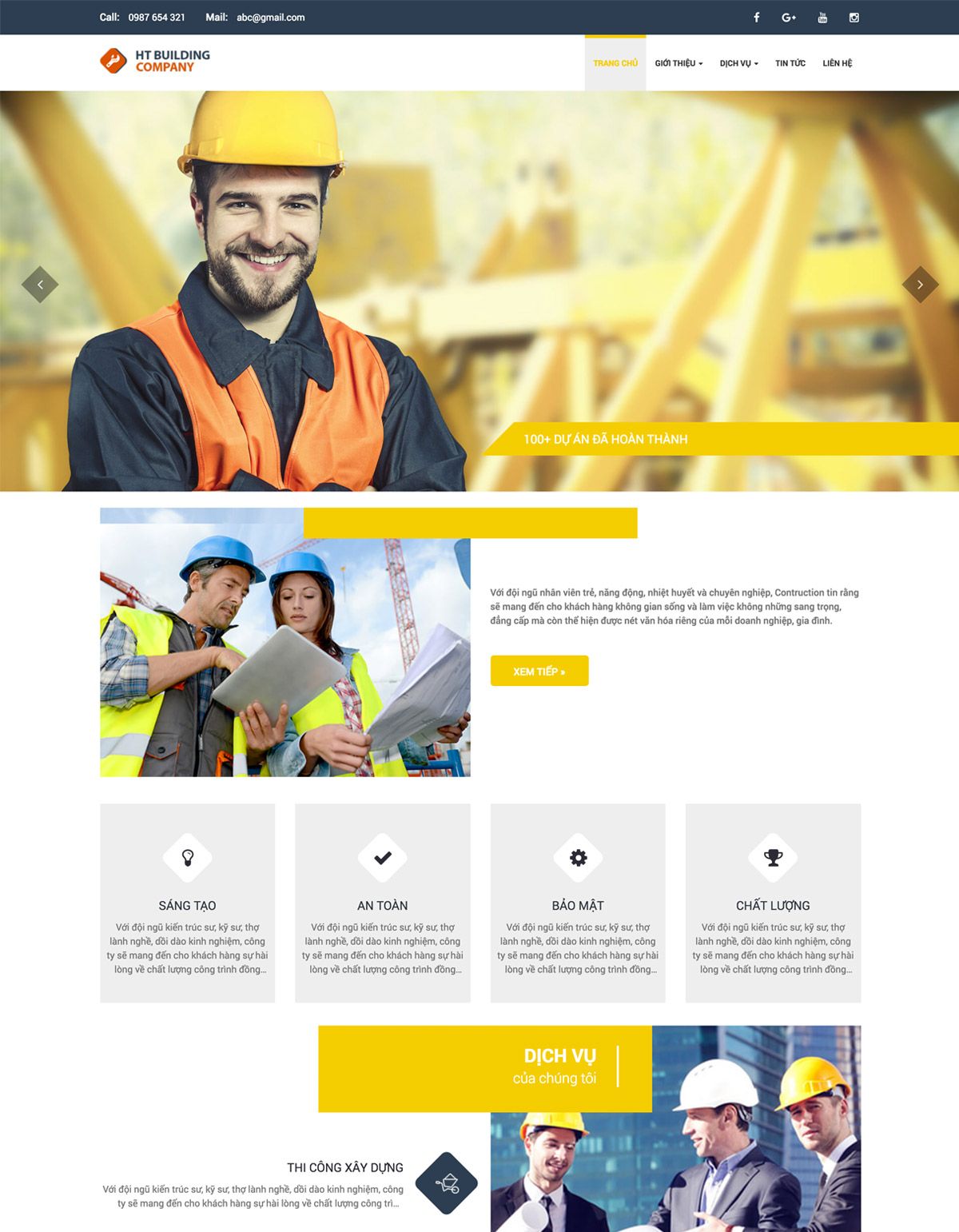 Mẫu website ht building company