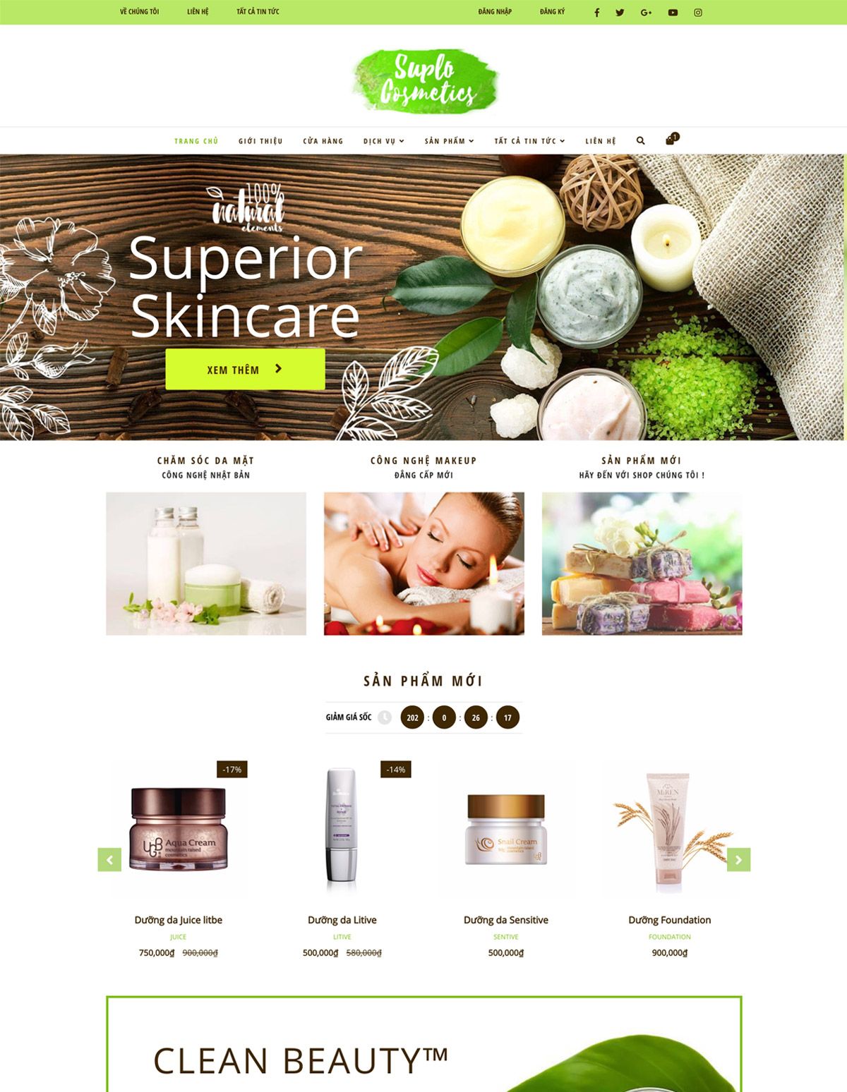 Mẫu website suplo cosmetics