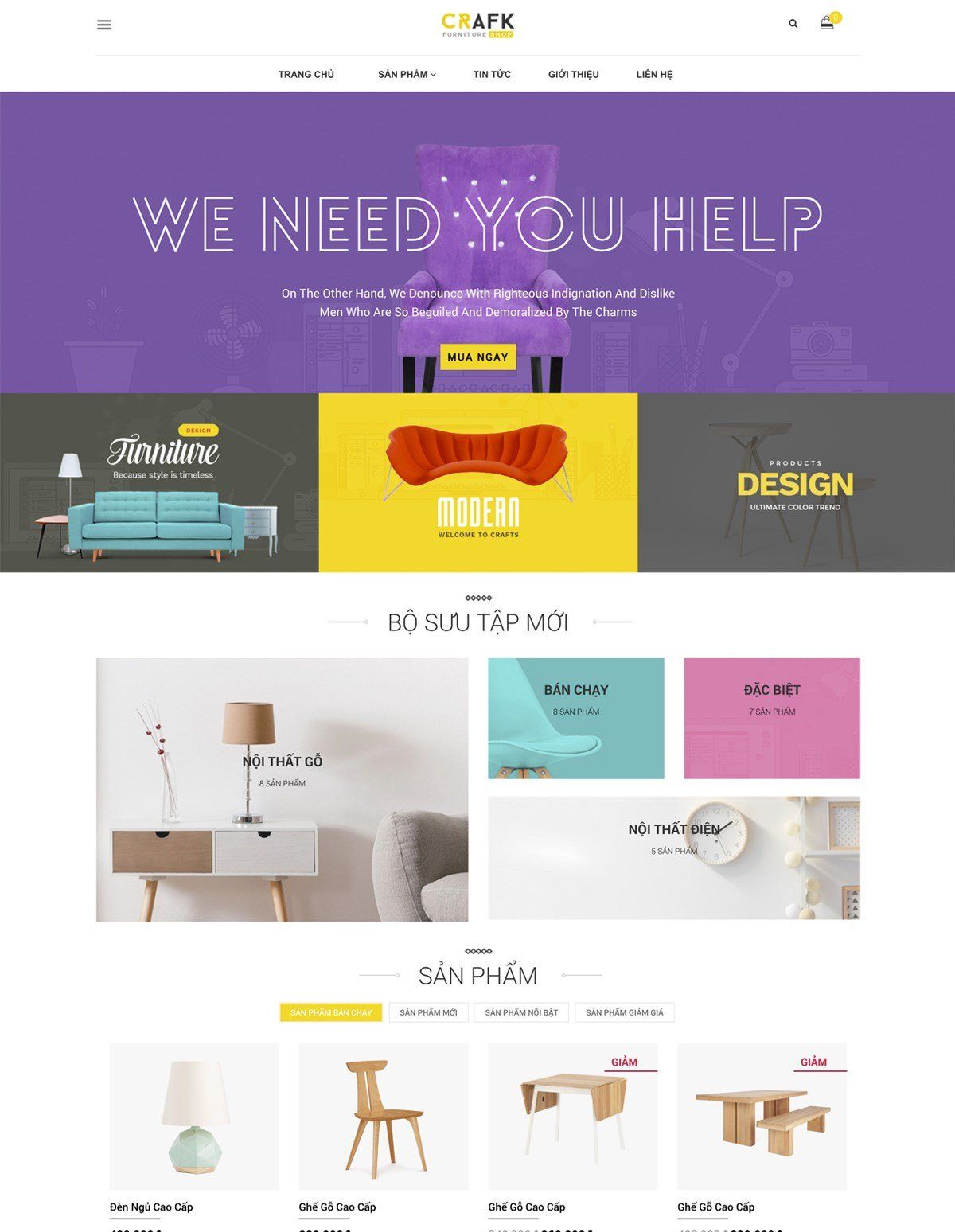 Mẫu website nội thất cao cấp crafts