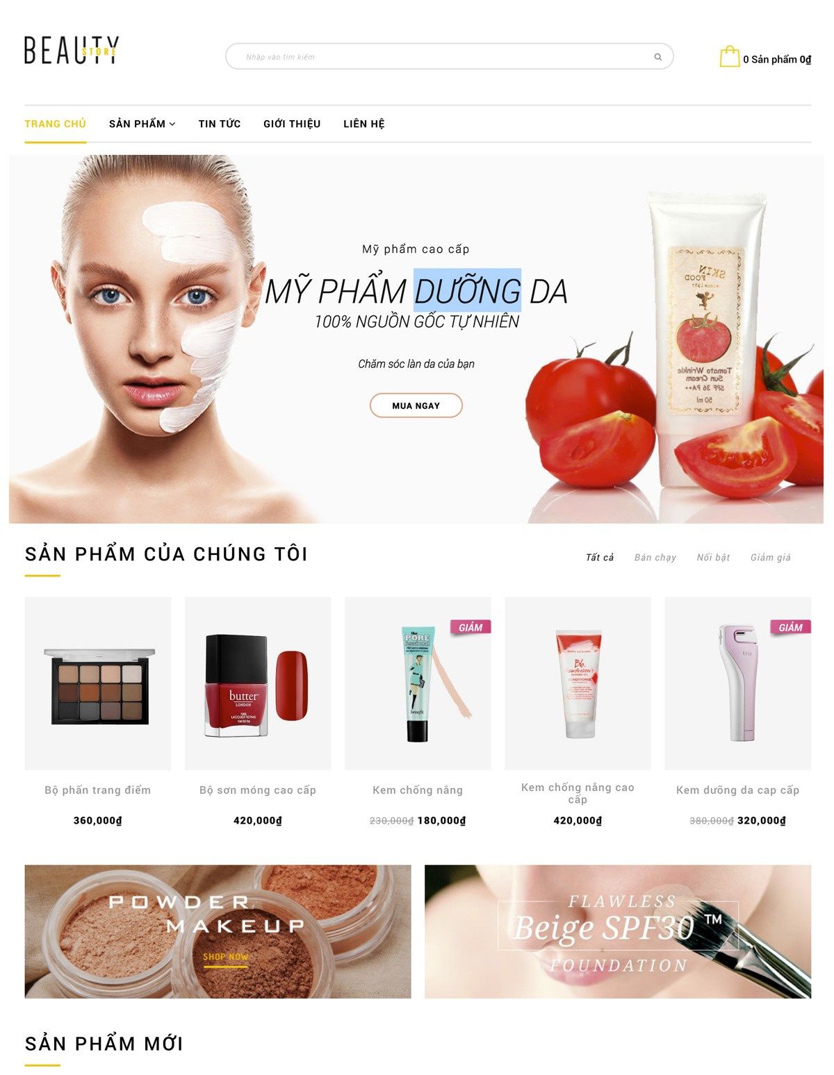 Mẫu website mỹ phẩm cao cấp beauty store
