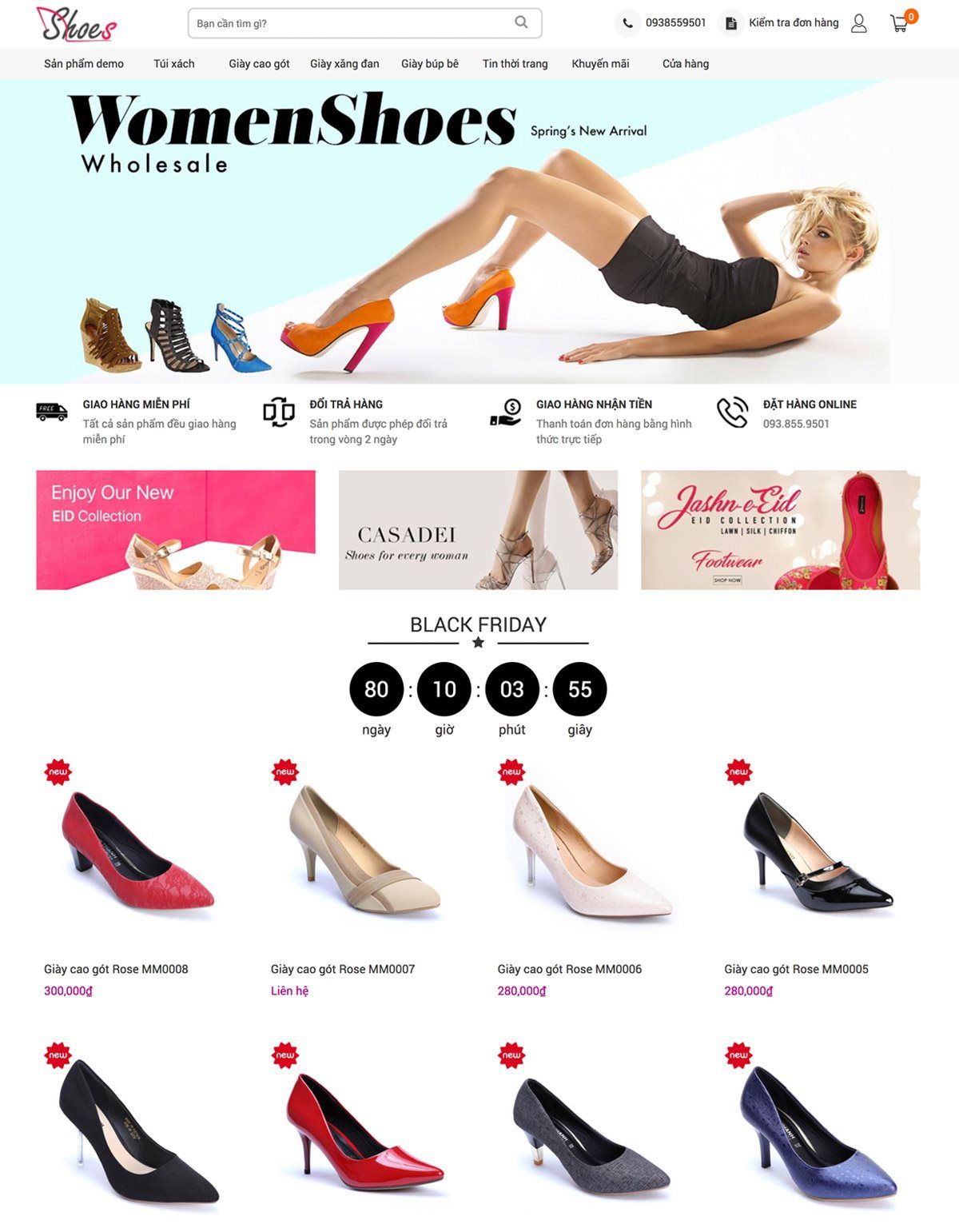 Mẫu website nobi charming shoes