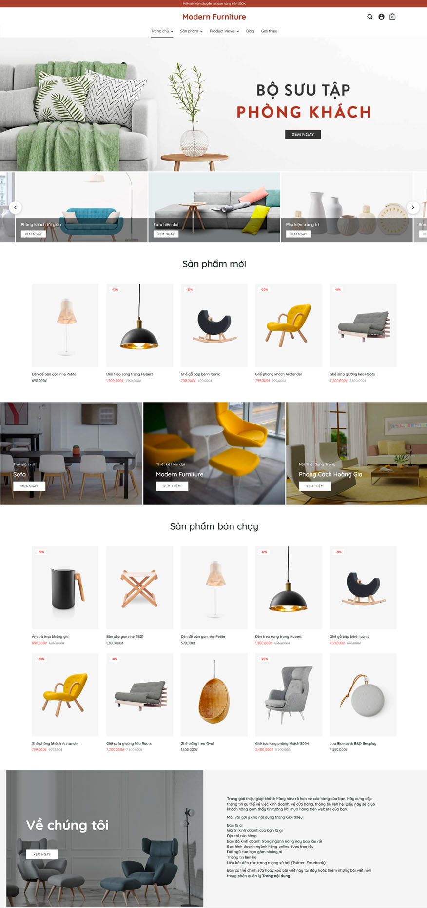Mẫu website modern furniture