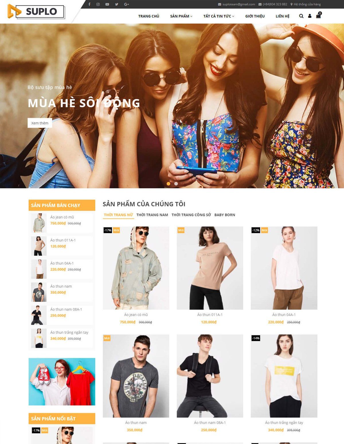 Mẫu website thời trang suplo