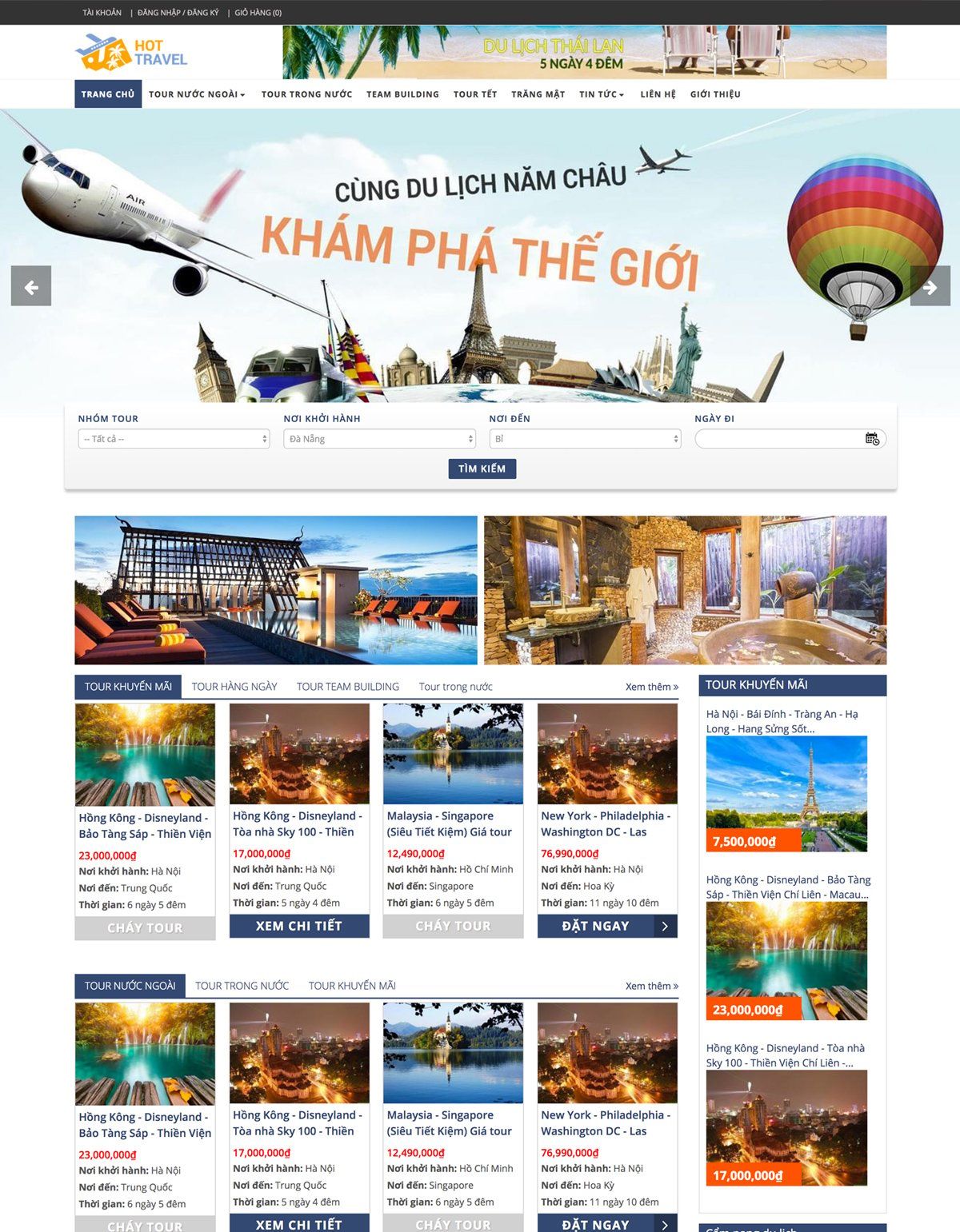 Mẫu website du lịch hot travel