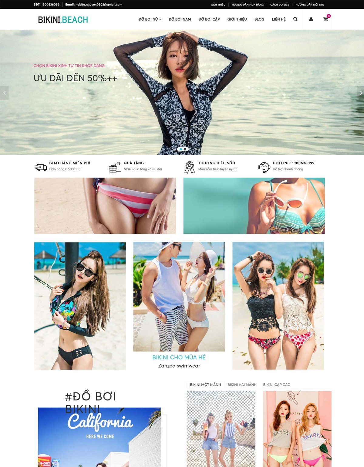 Mẫu website nobi bikini beach