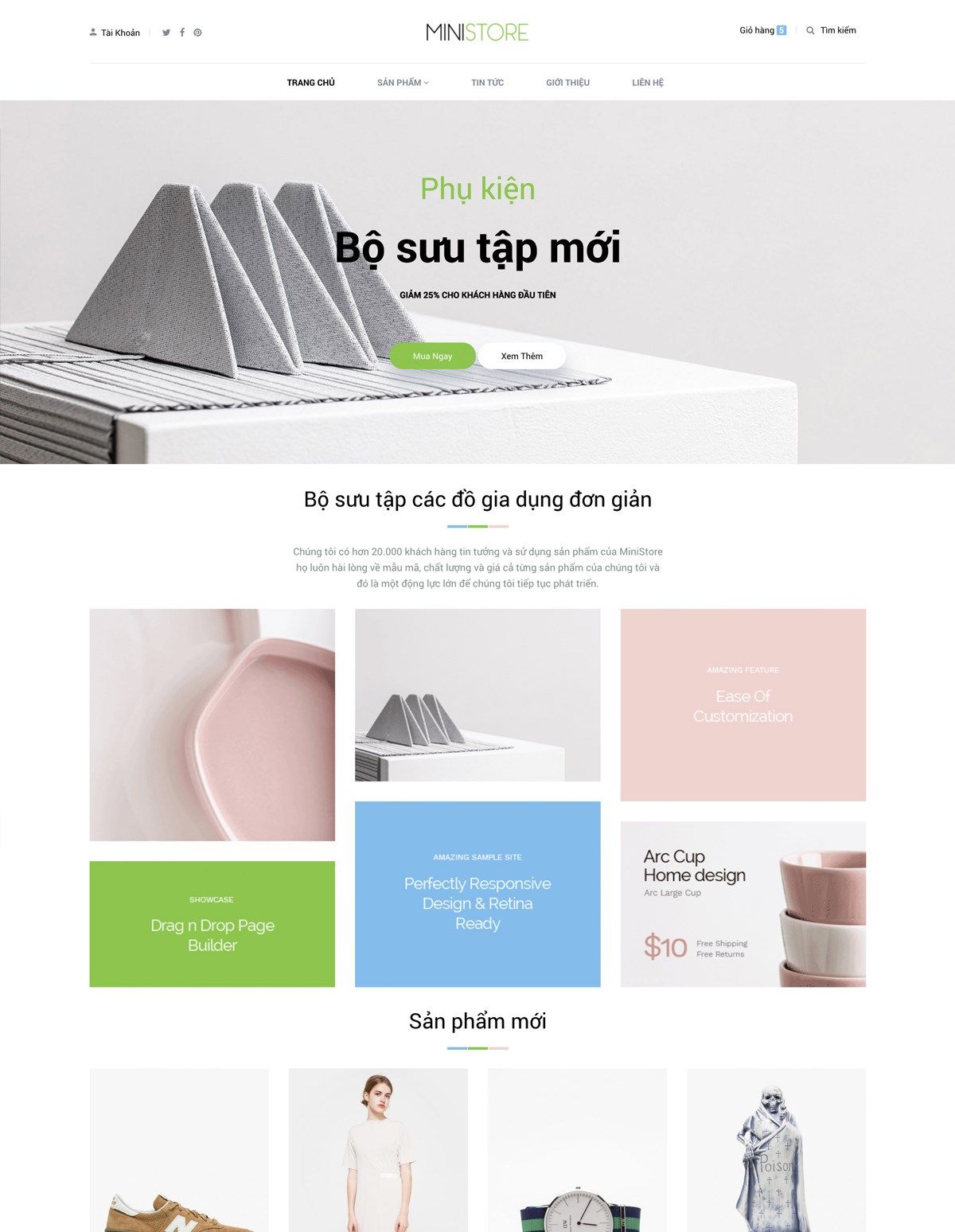 Mẫu website nội thất mini store