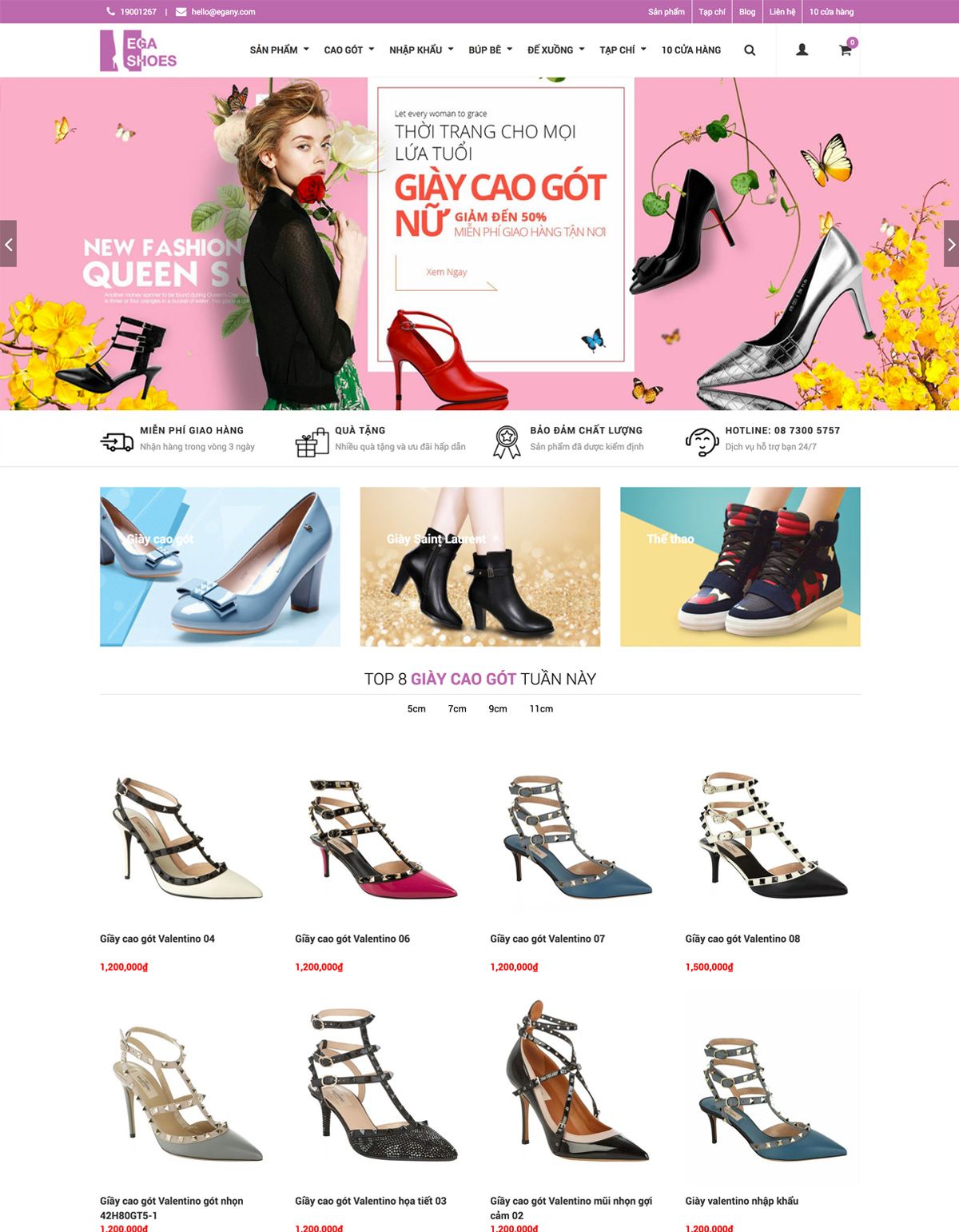 Mẫu website ega women shoes