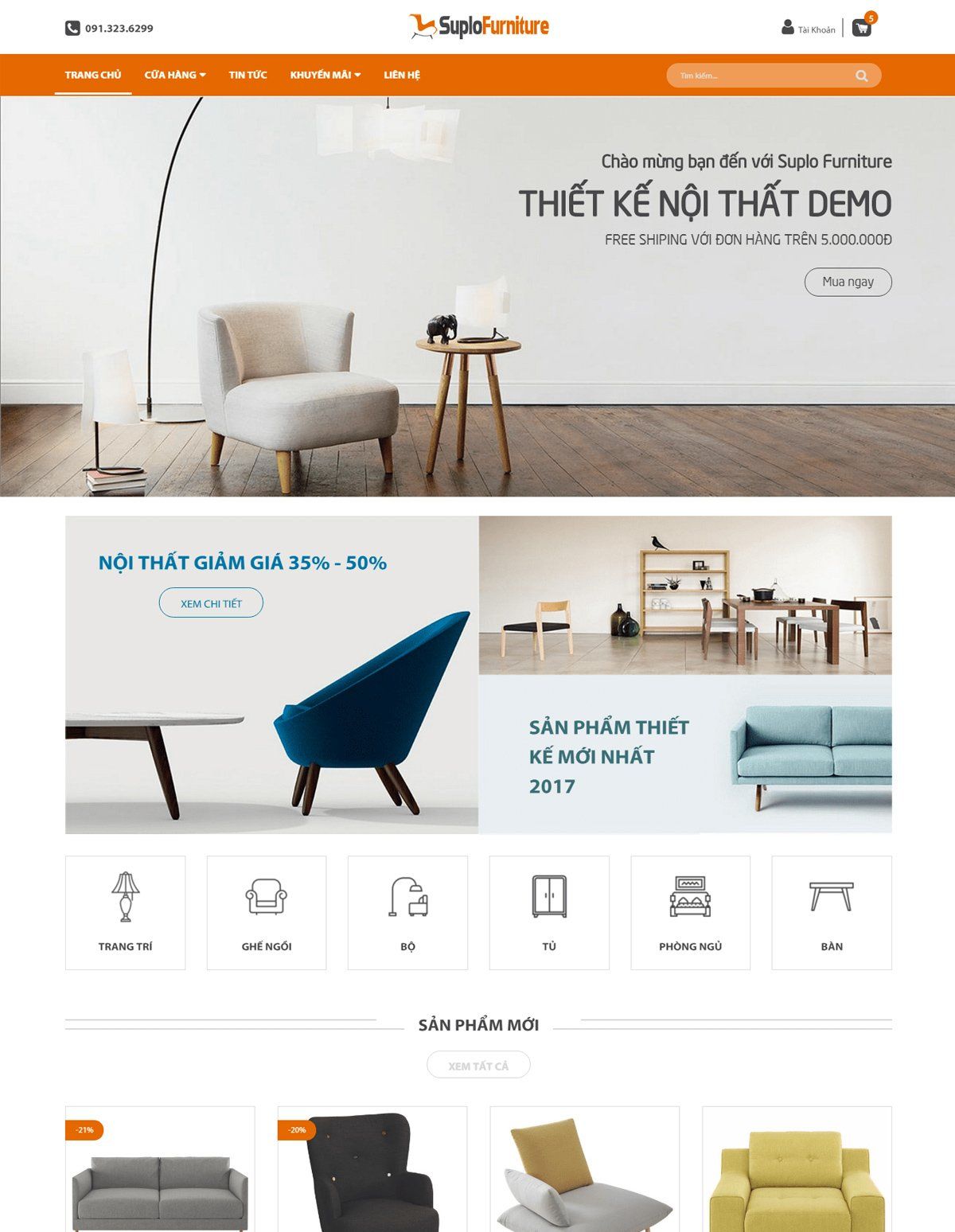 Mẫu website suplo furniture