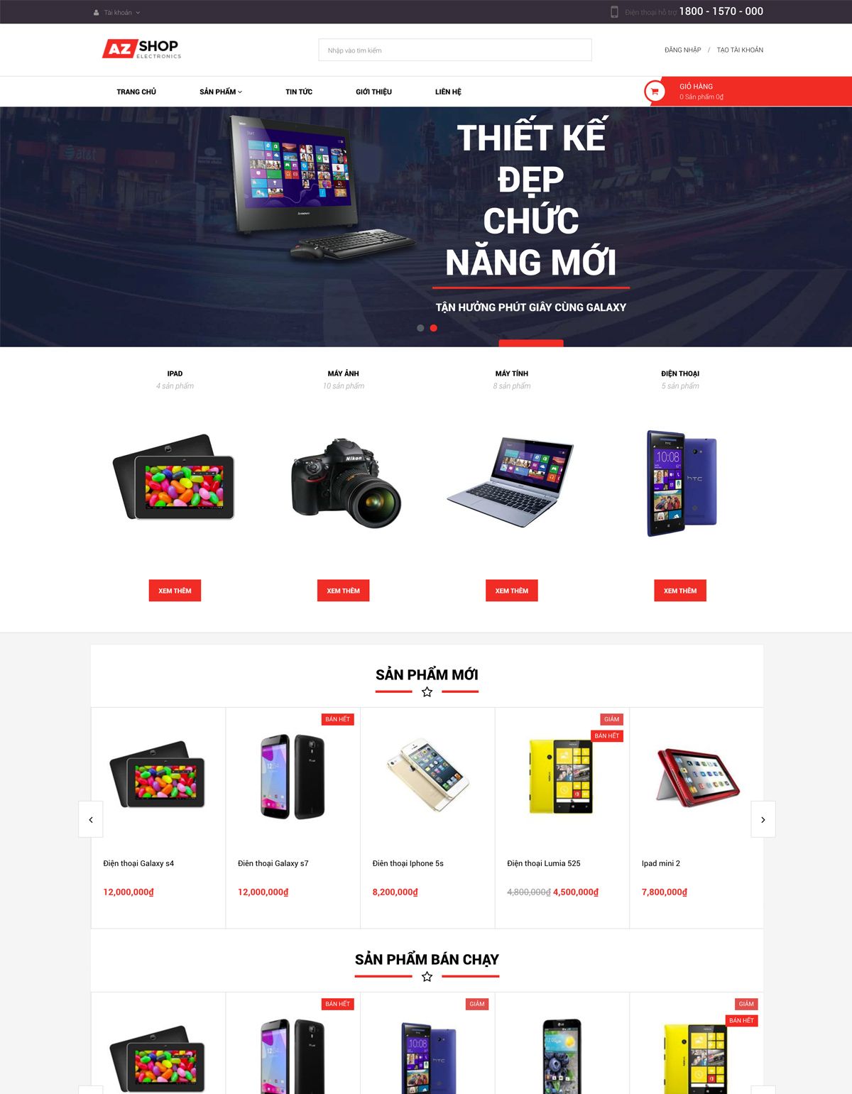 Mẫu website electronics az shop