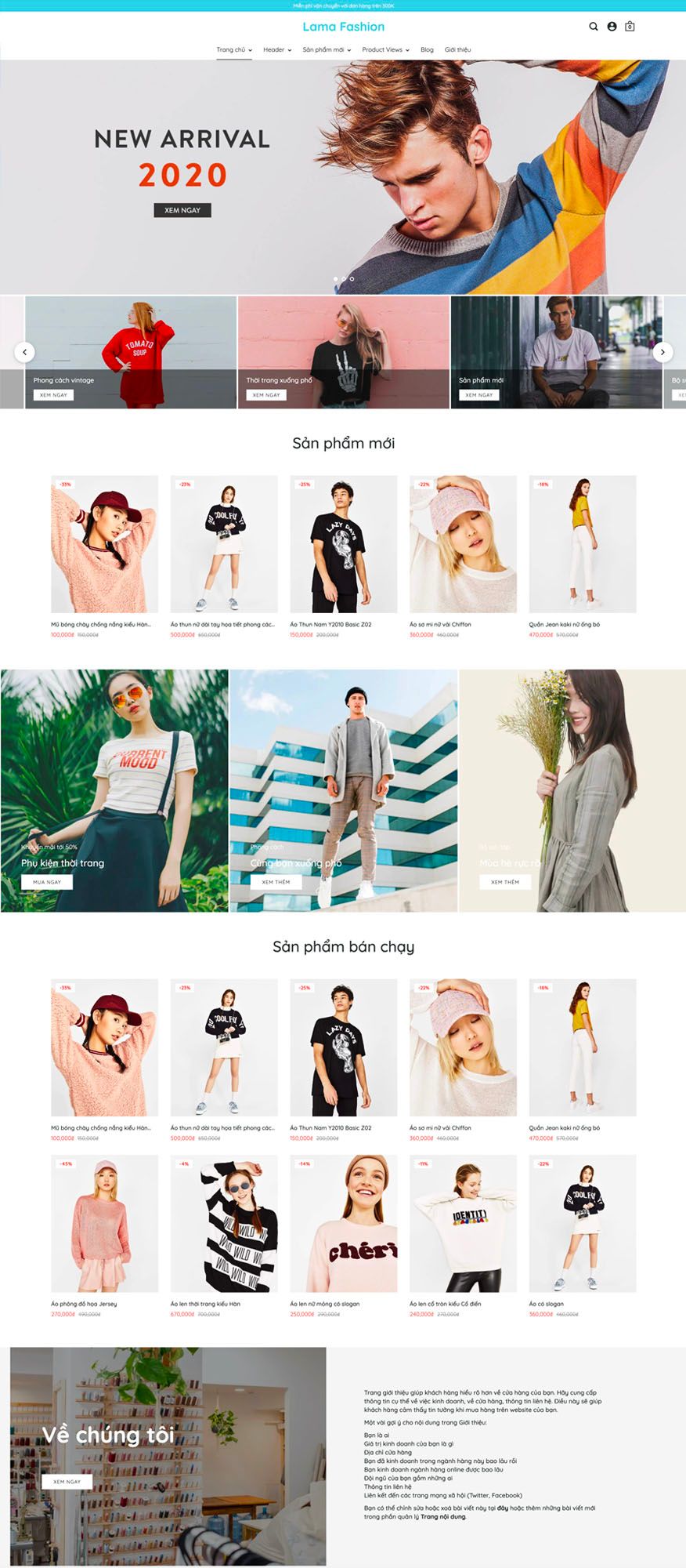 Mẫu website lama fashion
