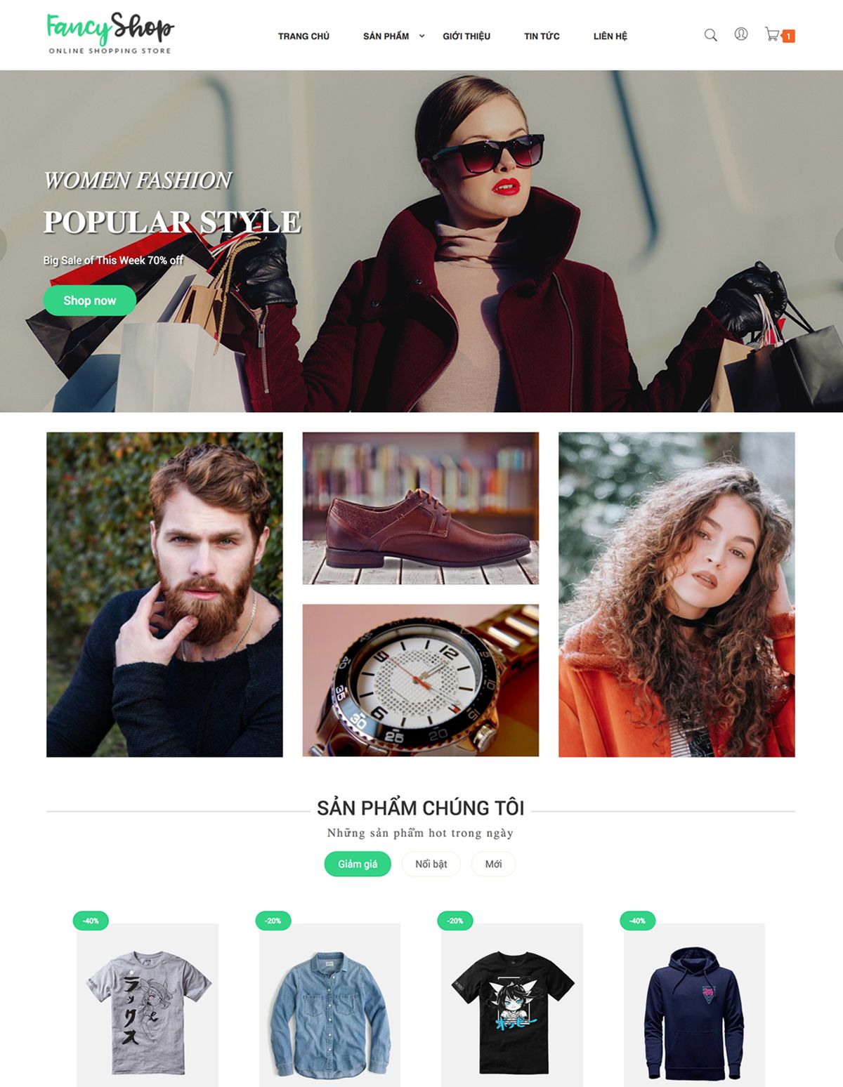 Mẫu website izi fancy shop