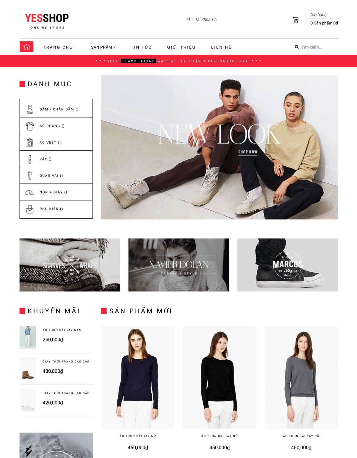 Mẫu website yesshop - fashion store