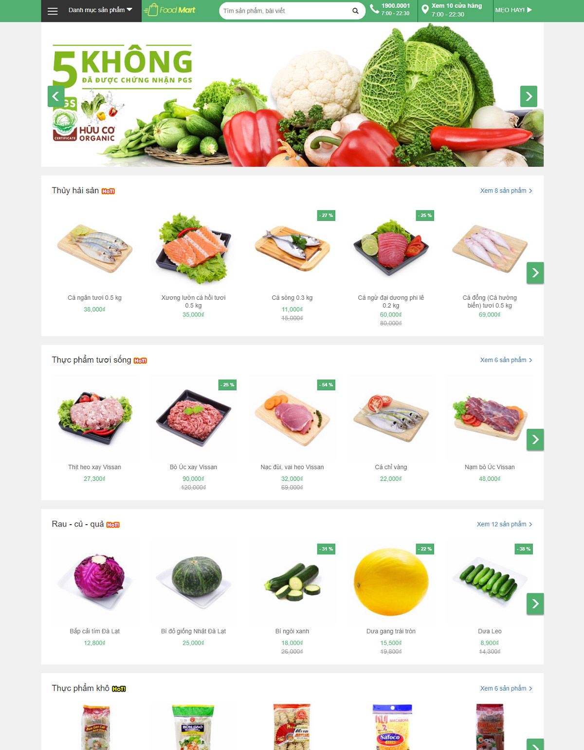 Mẫu website food mart - cửa hàng thực phẩm