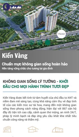 Mẫu website bất động sản kiến vàng