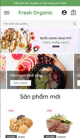 Mẫu website fresh organic food