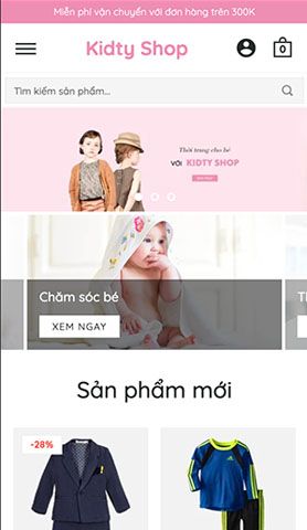 Mẫu website kidty shop