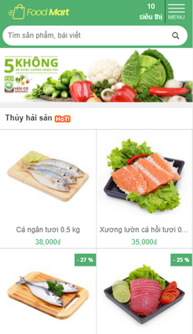 Mẫu website food mart - cửa hàng thực phẩm
