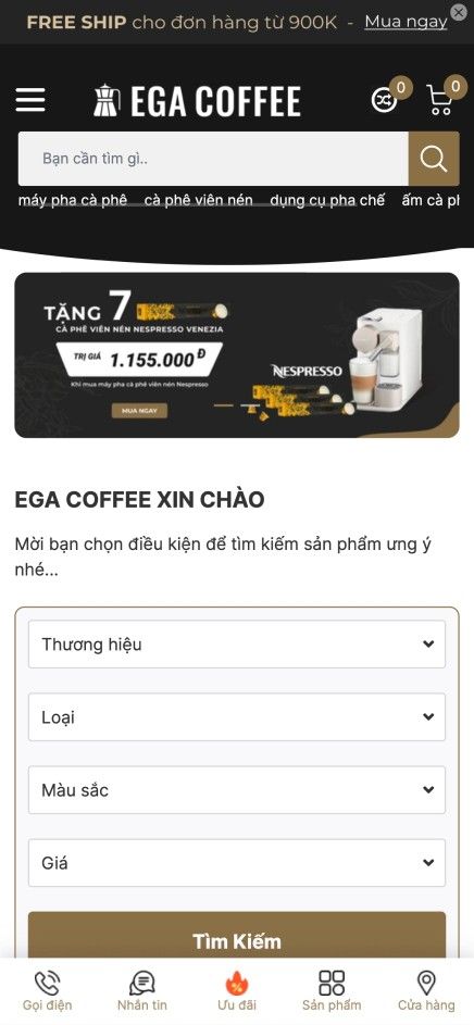 Mẫu website EGA Coffee