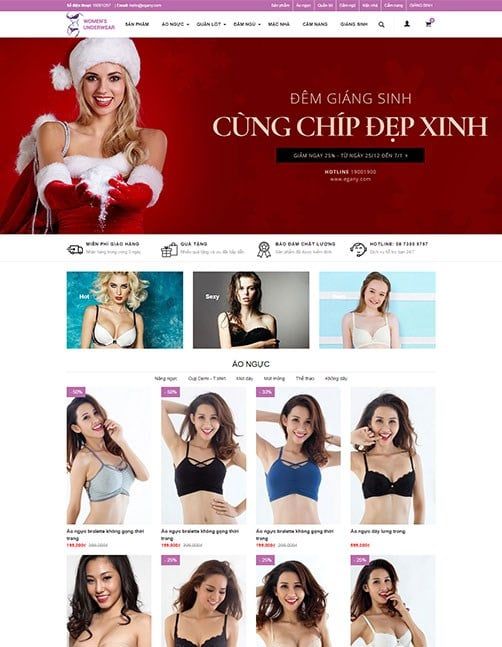 Mẫu website ega chíp đẹp xinh - thời trang nội y nữ