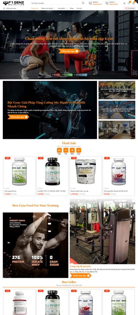 Mẫu website F1GENZ Nutrition - Gym F1GENZ Nutrition - Gym