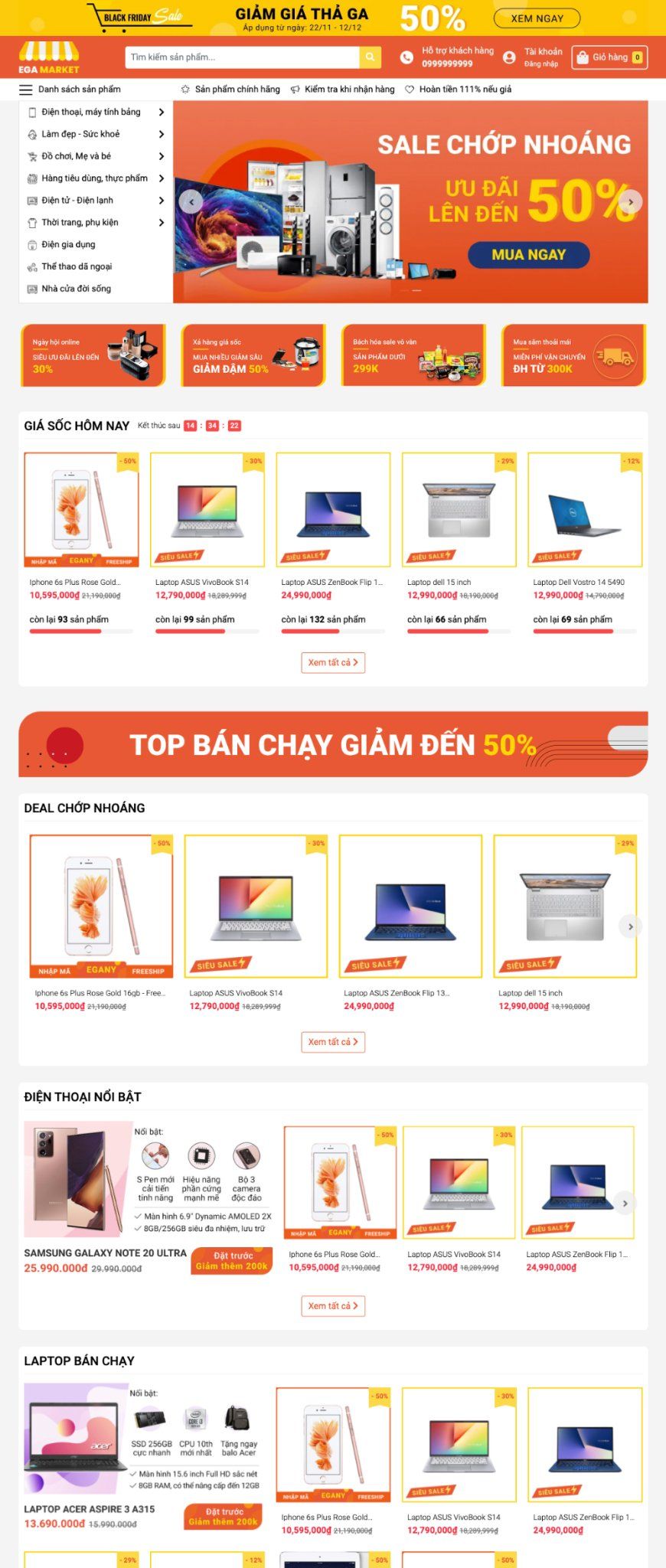 Mẫu website EGA Market EGA Market