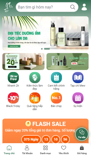 Mẫu website Mew Cosmetics