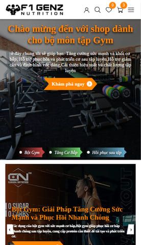 Mẫu website F1GENZ Nutrition - Gym