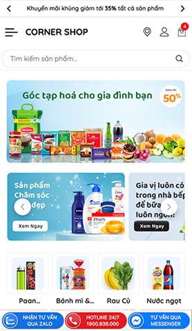 Mẫu website Corner Shop
